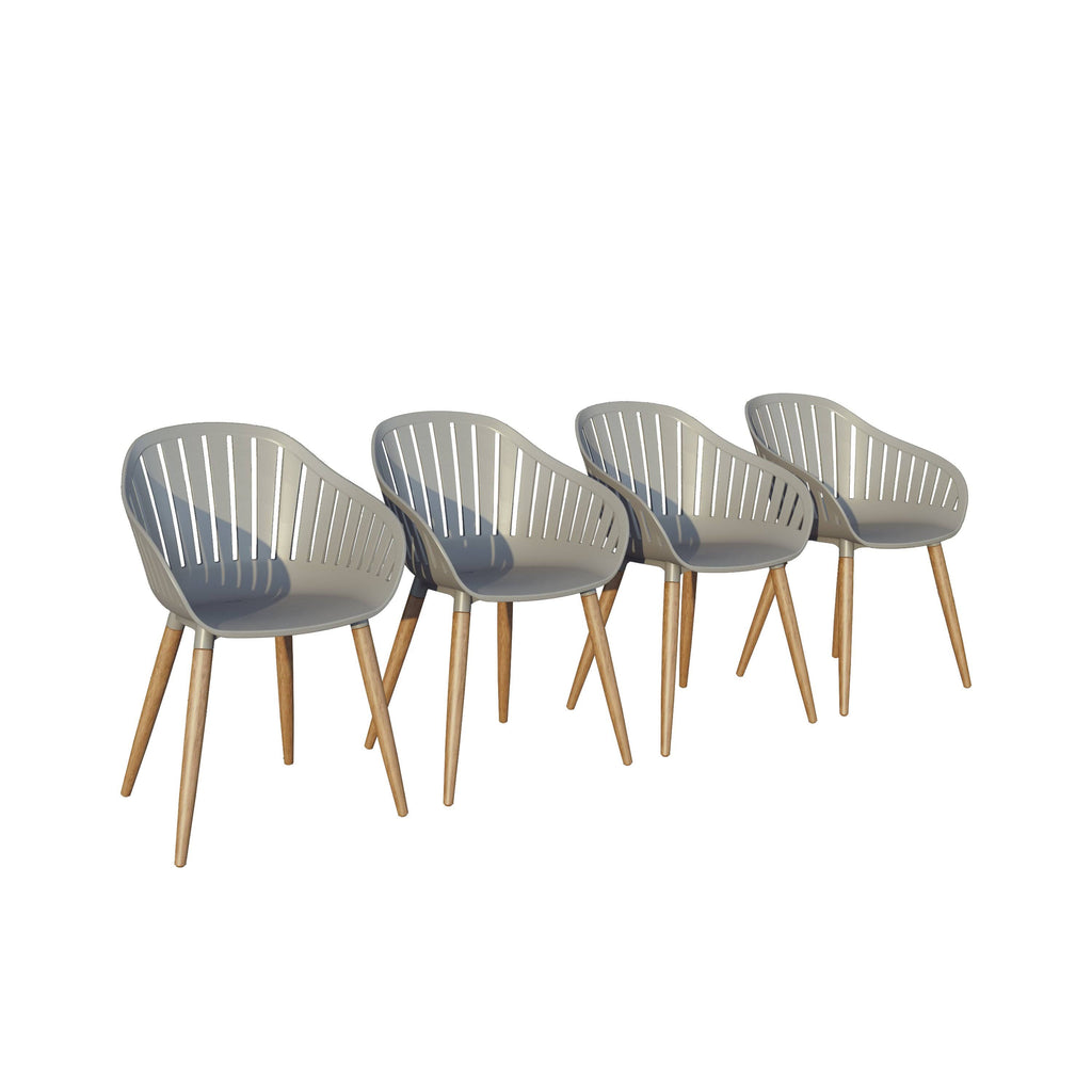 5-Piece Round Patio Dining Set Eucalyptus Wood R536976
