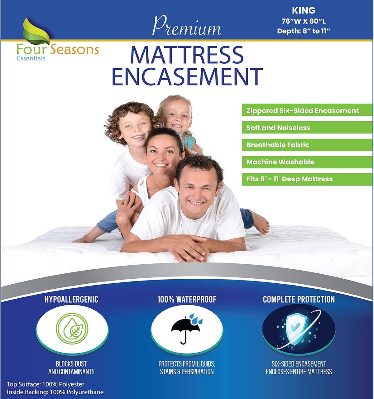 Waterproof Zippered Mattress Protector Bed Cover N175