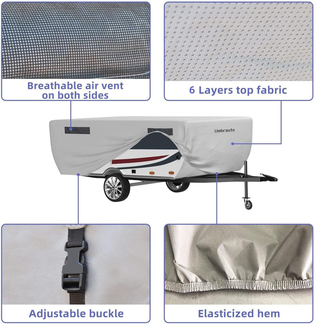 Gray Waterproof Pop Up Camper Cover for 10' - 12' Trailers K6023