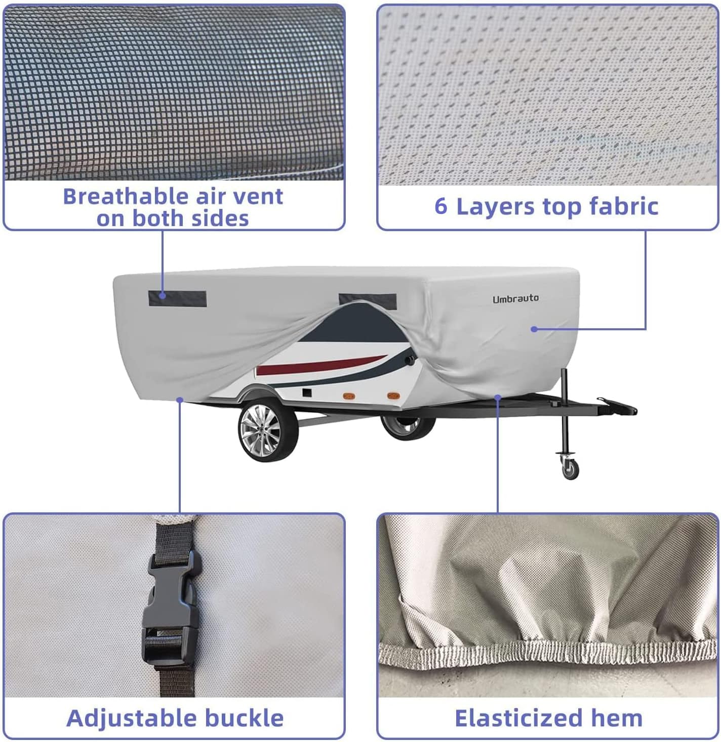 Gray Waterproof Pop Up Camper Cover for 10' - 12' Trailers K6023