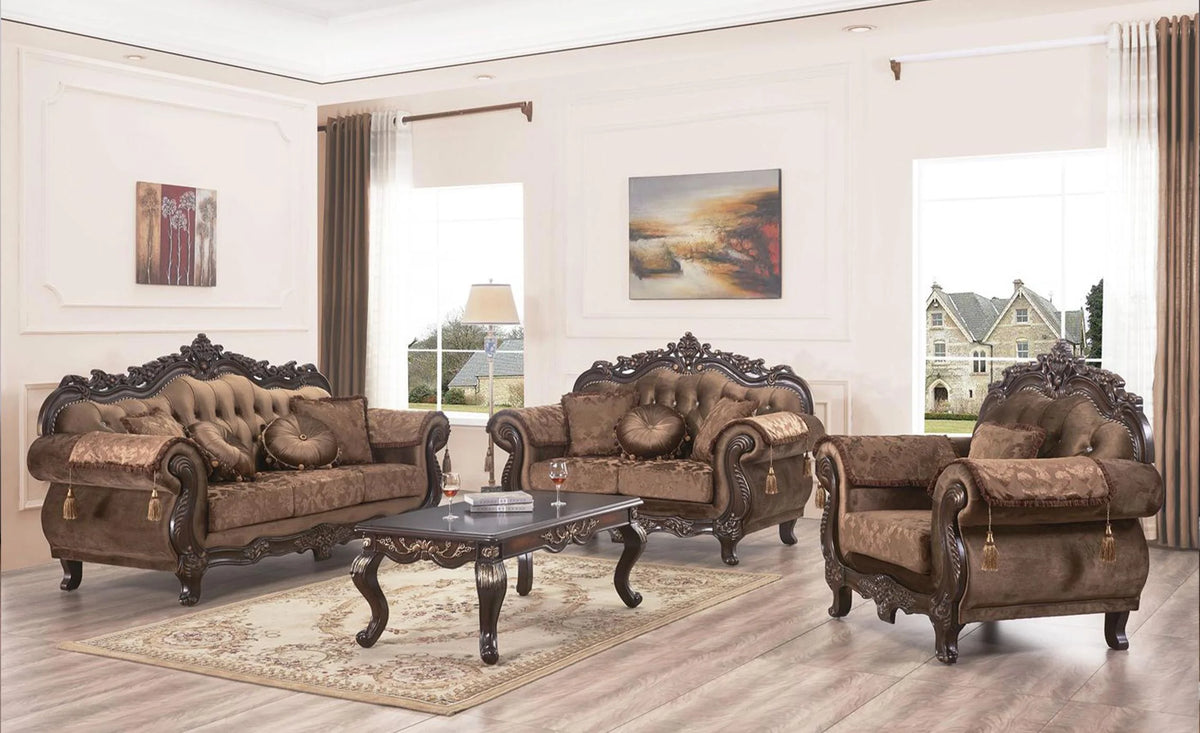 Carved Wood Sofa Set 2Pcs L793379
