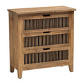 Brown 3 Drawer Wood Spindle Chest P795