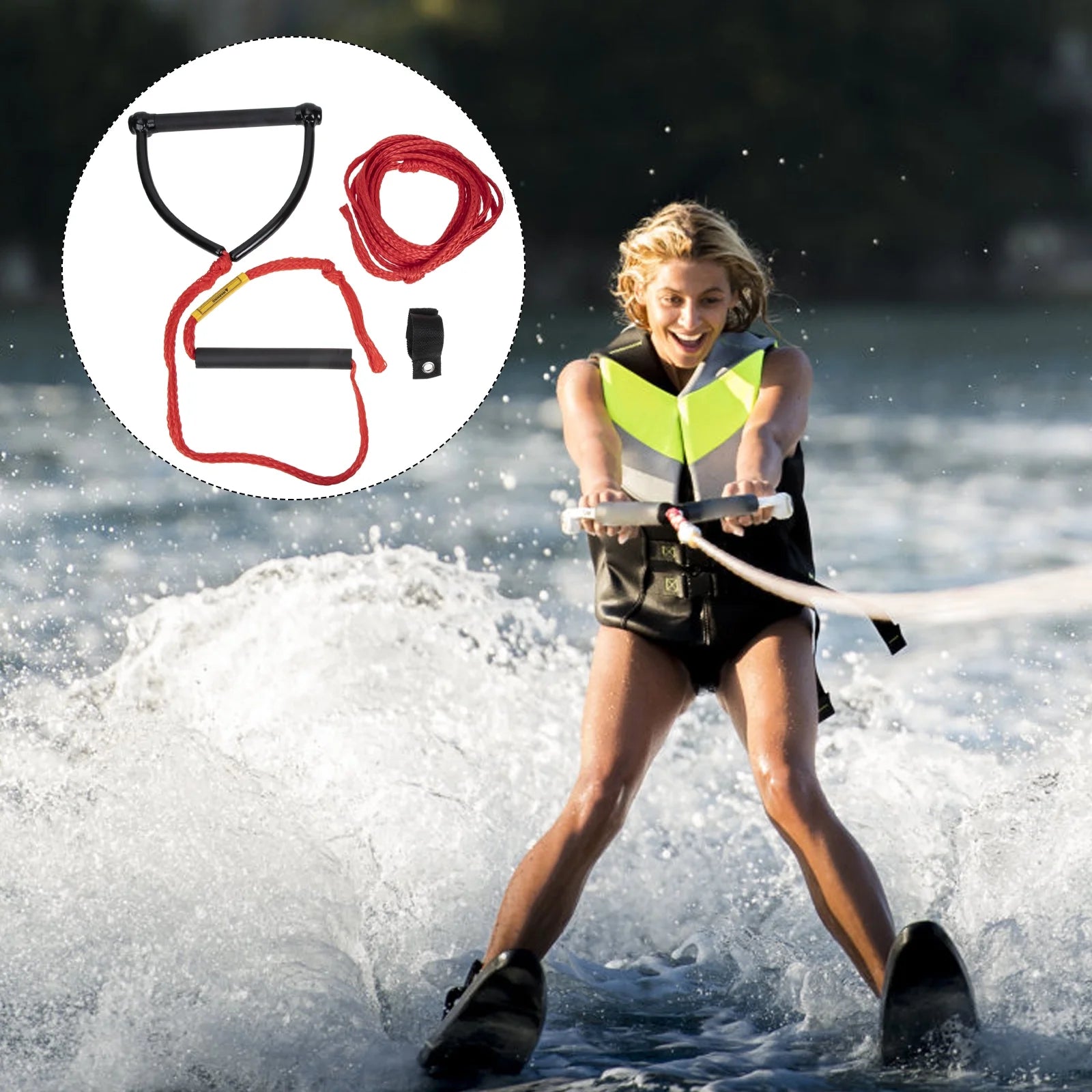 Rope Water Ski Kneeboard Strap Wakeboard Tow Equipment C986406
