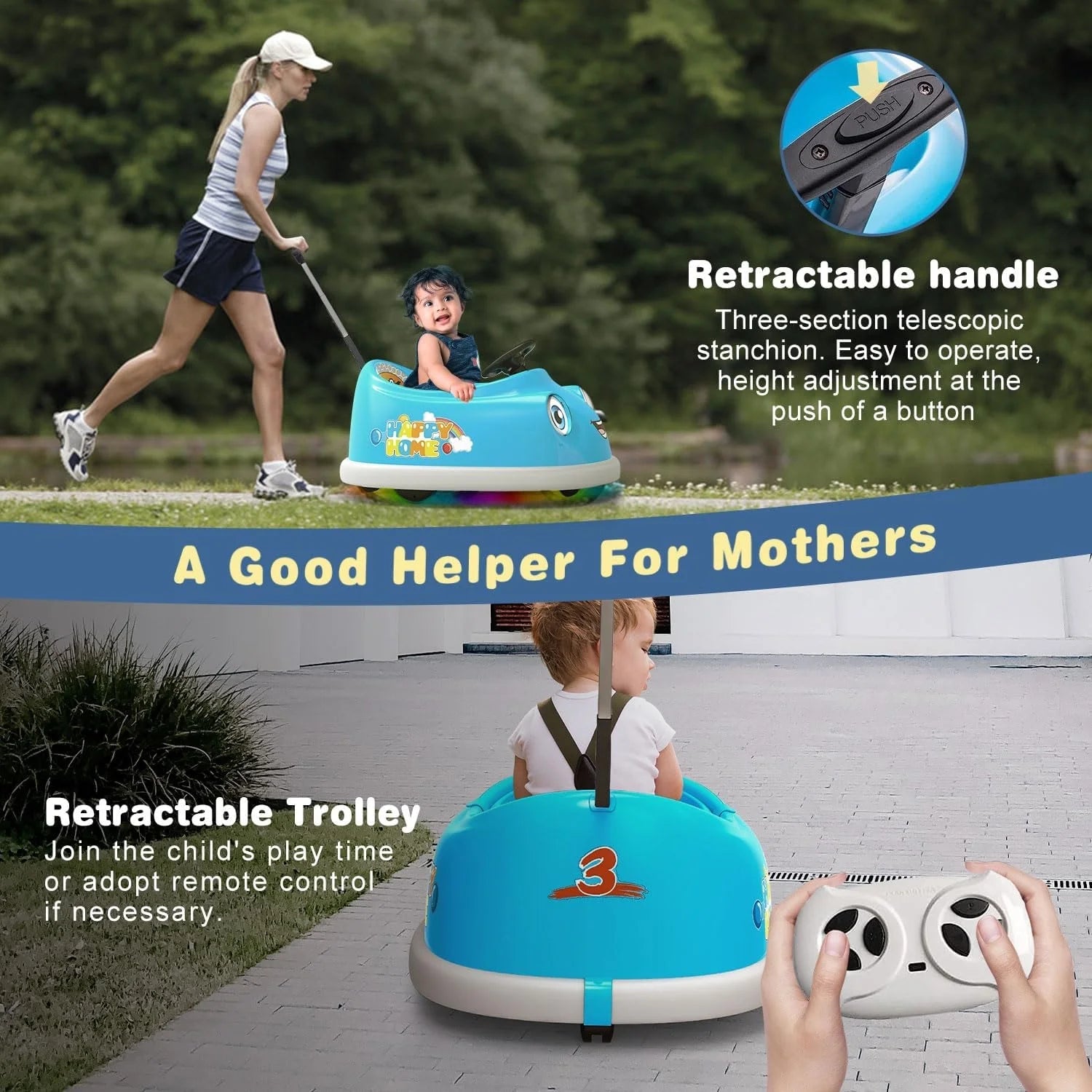 Blue 12V Electric Bumper Car for Kids G601