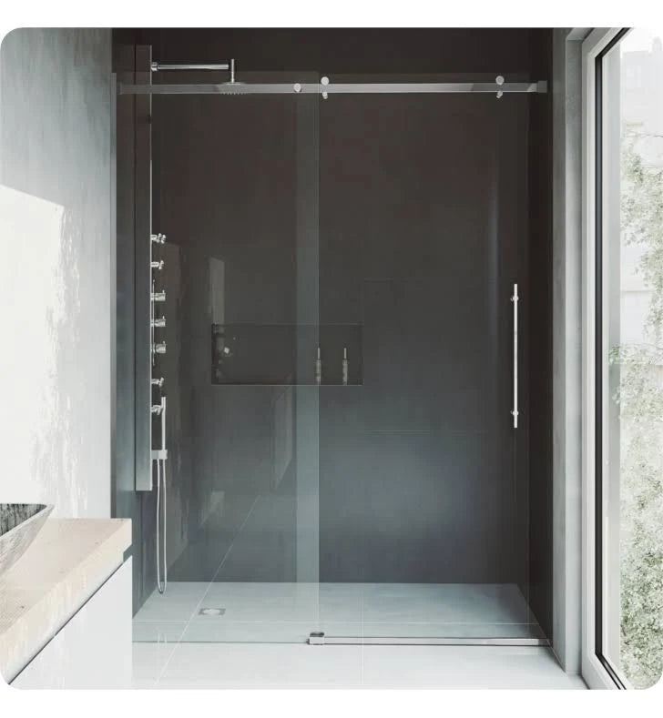 60-Inch Frameless Shower Door with Clear Glass and Stainless Steel B266796