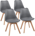 Dark Gray PU Side Chair with Beech Wood Legs, 4Pcs X737