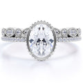 1.75 Carat Oval Cut Moissanite Ring Set in 18k White Gold Over Silver S399606