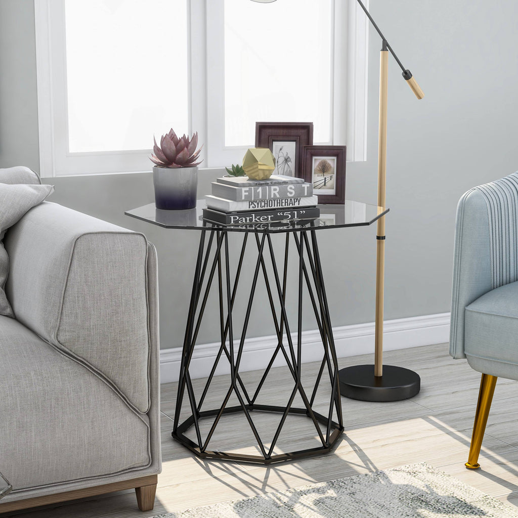 Black Glass Top End Table Y843