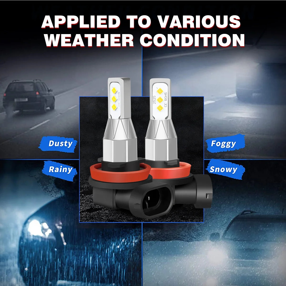 2x H11 Low/Fog Light LED Headlight Bulb 6000K White O47642
