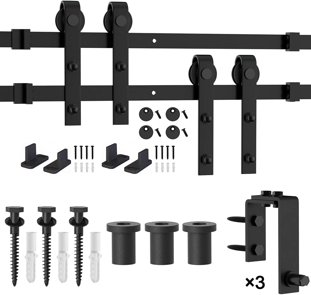 4FT Metal Sliding Bypass Barn Door Hardware Kit L74671