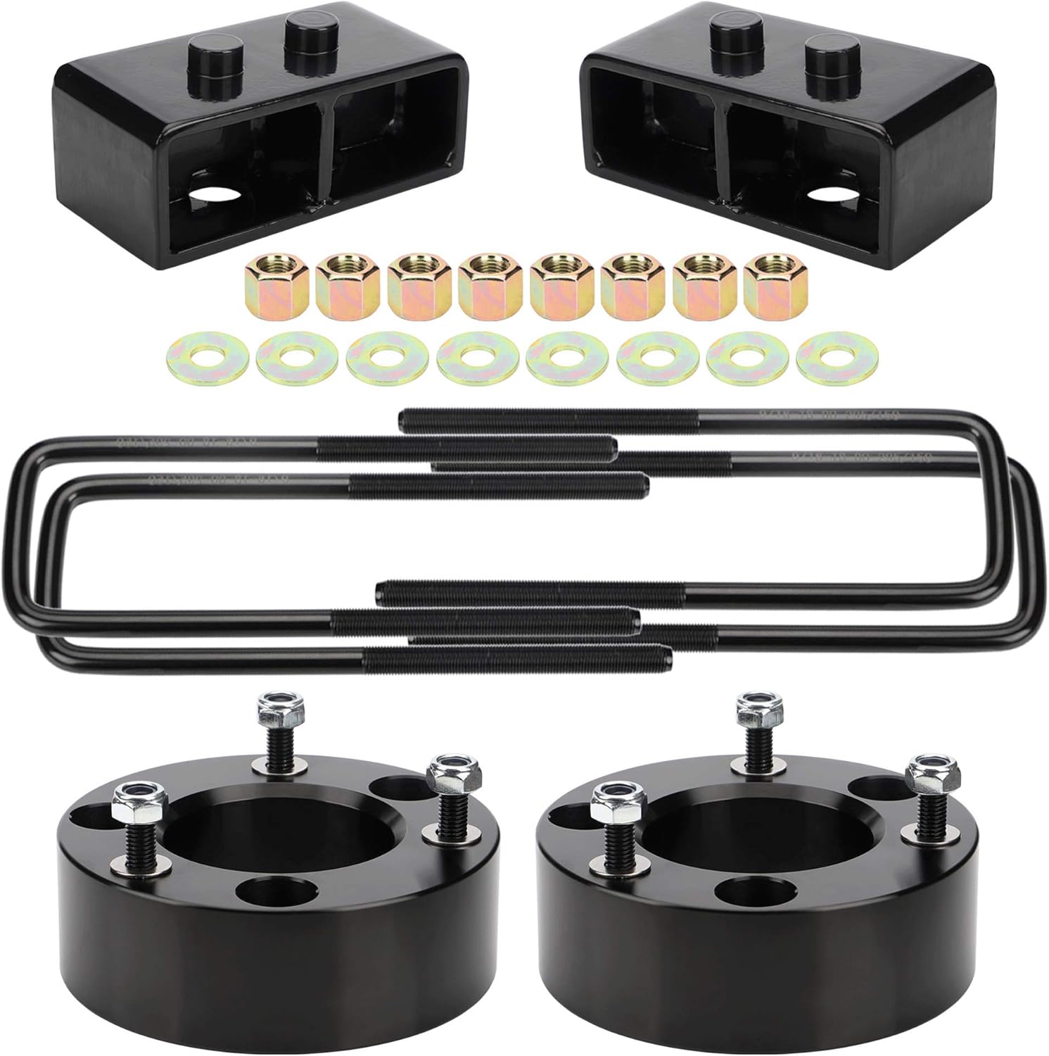 3" Rear Leveling Lift Block Kits Square U-Bolts Pickup Pack of 2 C2665