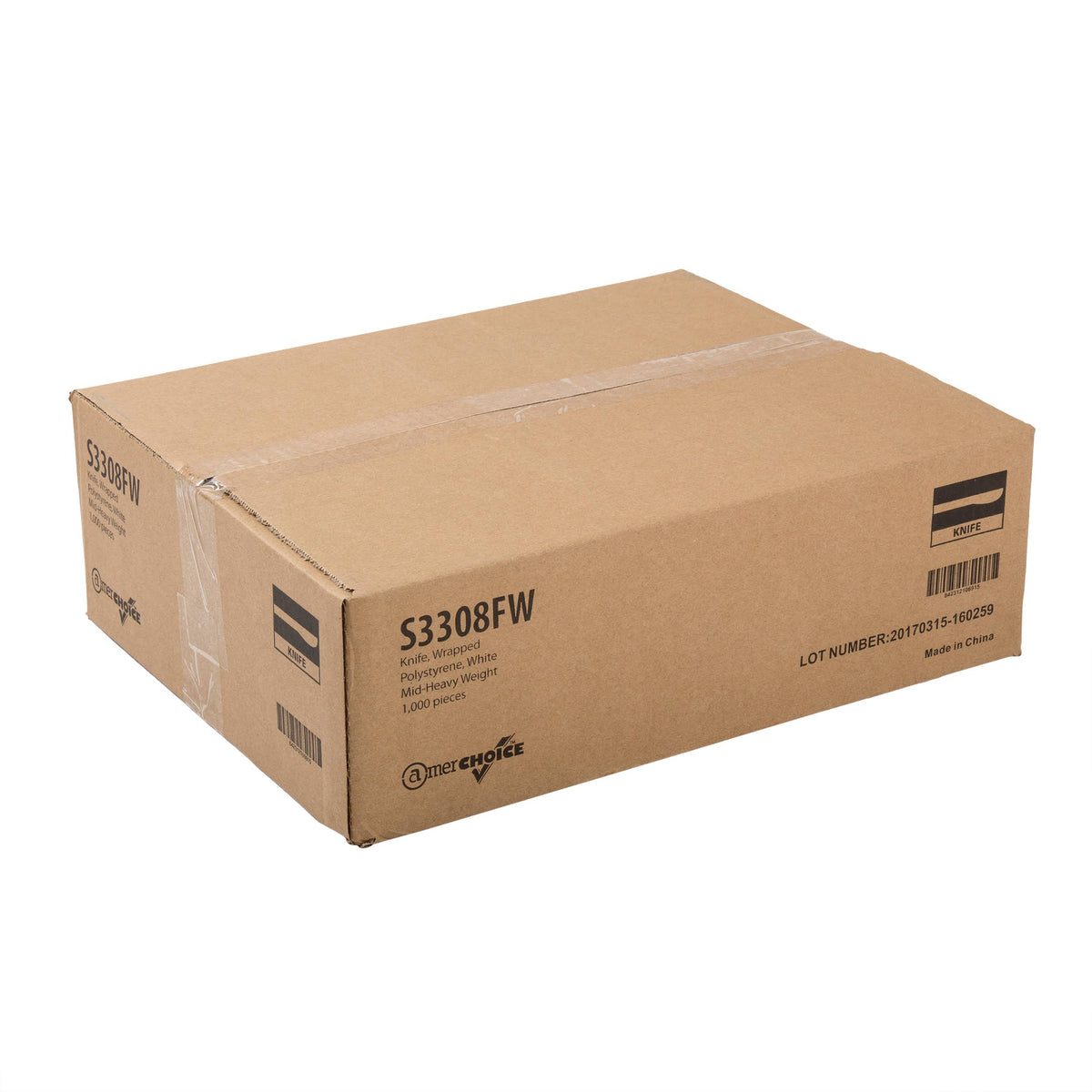 Medium Heavy White Polystyrene Individually Wrapped Knives, Case of 1000 E8706