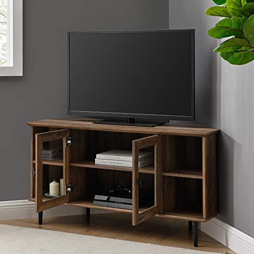 Rustic Oak 48 Inch Wood TV Stand with Glass Doors X591961