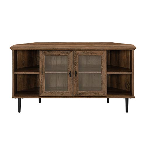 Rustic Oak 48 Inch Wood TV Stand with Glass Doors X591961