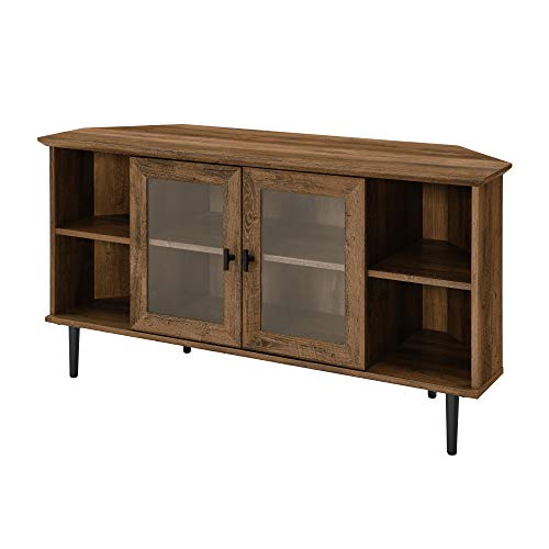 Rustic Oak 48 Inch Wood TV Stand with Glass Doors X591961