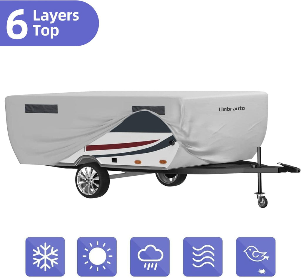 Gray Waterproof Pop Up Camper Cover for 10' - 12' Trailers K6023