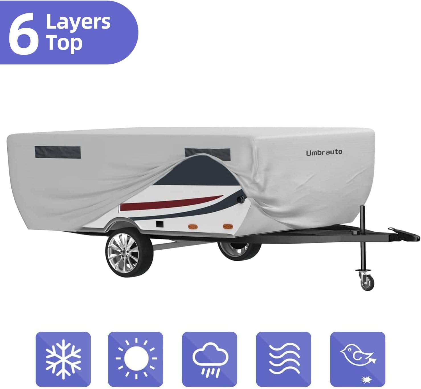 Gray Waterproof Pop Up Camper Cover for 10' - 12' Trailers K6023