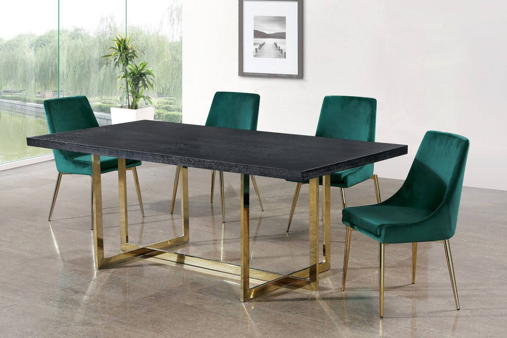 Velvet Dining Side Chair Set of 2 Green Gold Y9151