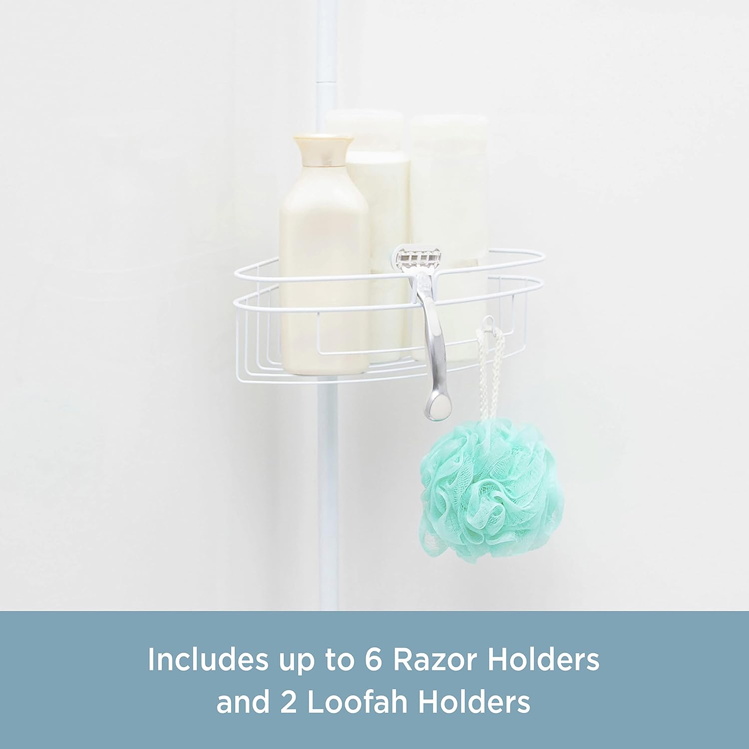 White 4-Tier Shower Corner Pole Caddy A3493
