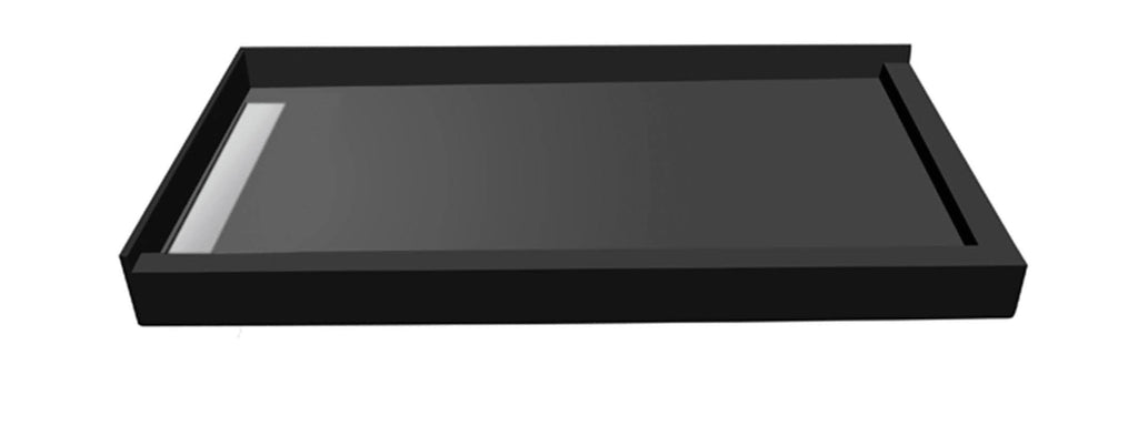 Trench Shower Pan with Left Drain and Right Dual Curb D647