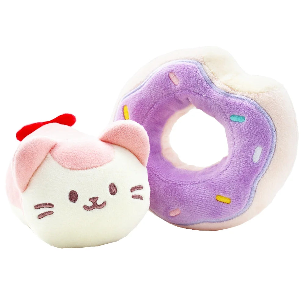 6” Small Squishy Donut Blanket Plush Cat Stuffed Animal Toy X97043
