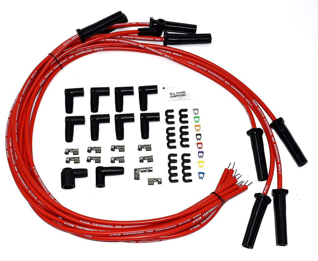 HEI Distributor, 8.0mm Spark Plug Wires, and Battery-Pigtail Harness Kit with Red Cap R516