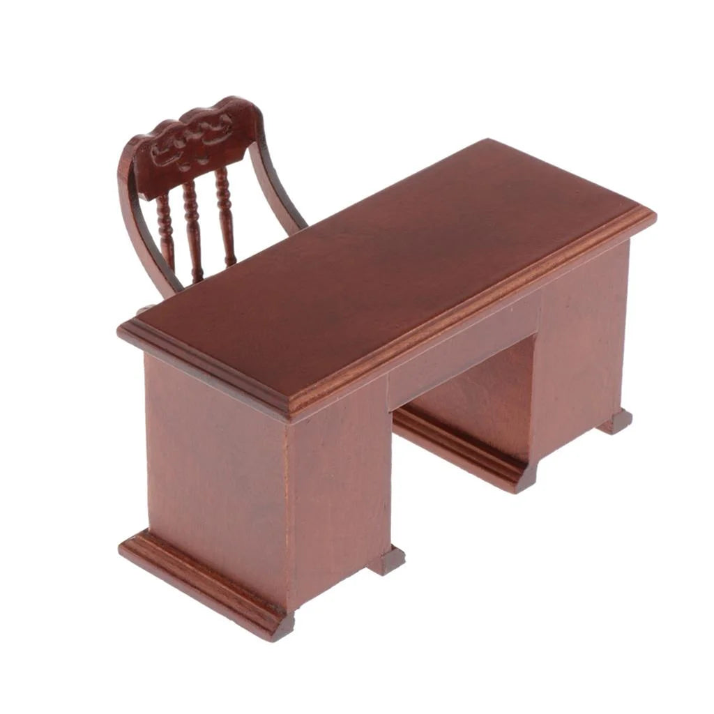 1:12 Scale Wooden Dollhouse Writing Desk and Chair Model M5507