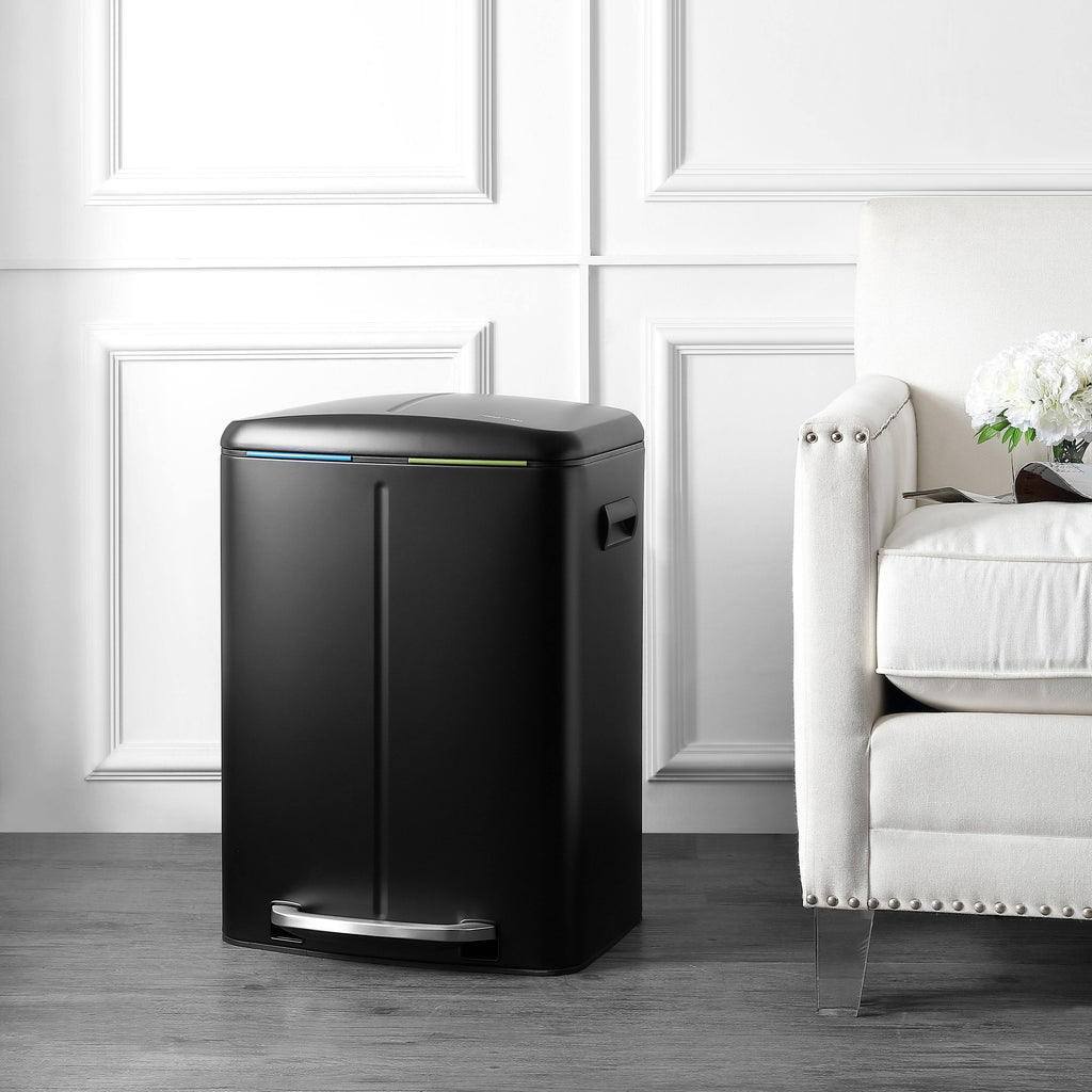 Black 10.5-Gallon Double Bucket Trash Can with Lid B3288
