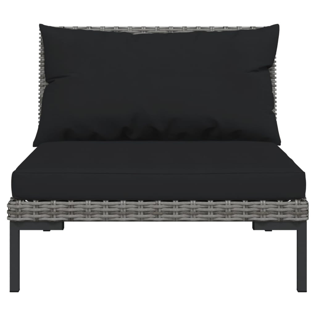 10 Piece Poly Rattan Dark Gray Patio Sectional Sofa Set with Cushions Y136824