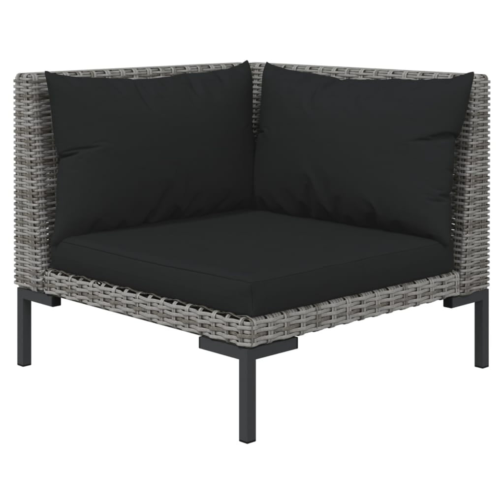 10 Piece Poly Rattan Dark Gray Patio Sectional Sofa Set with Cushions Y136824