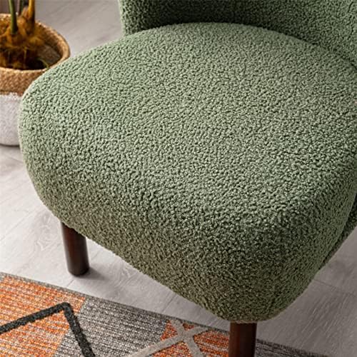 Faux Fur Wingback Tufted Accent Chair with Solid Wood Legs B79223