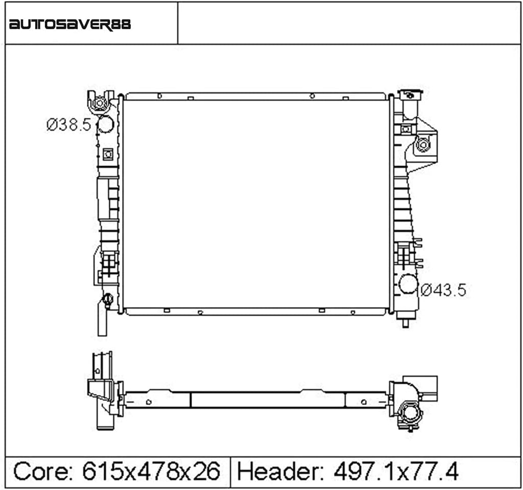 Radiator Compatible with 2004-2008 Dodge Ram 1500, 2004-2009 Dodge Ram 2500 3500 5.7L V8 F658