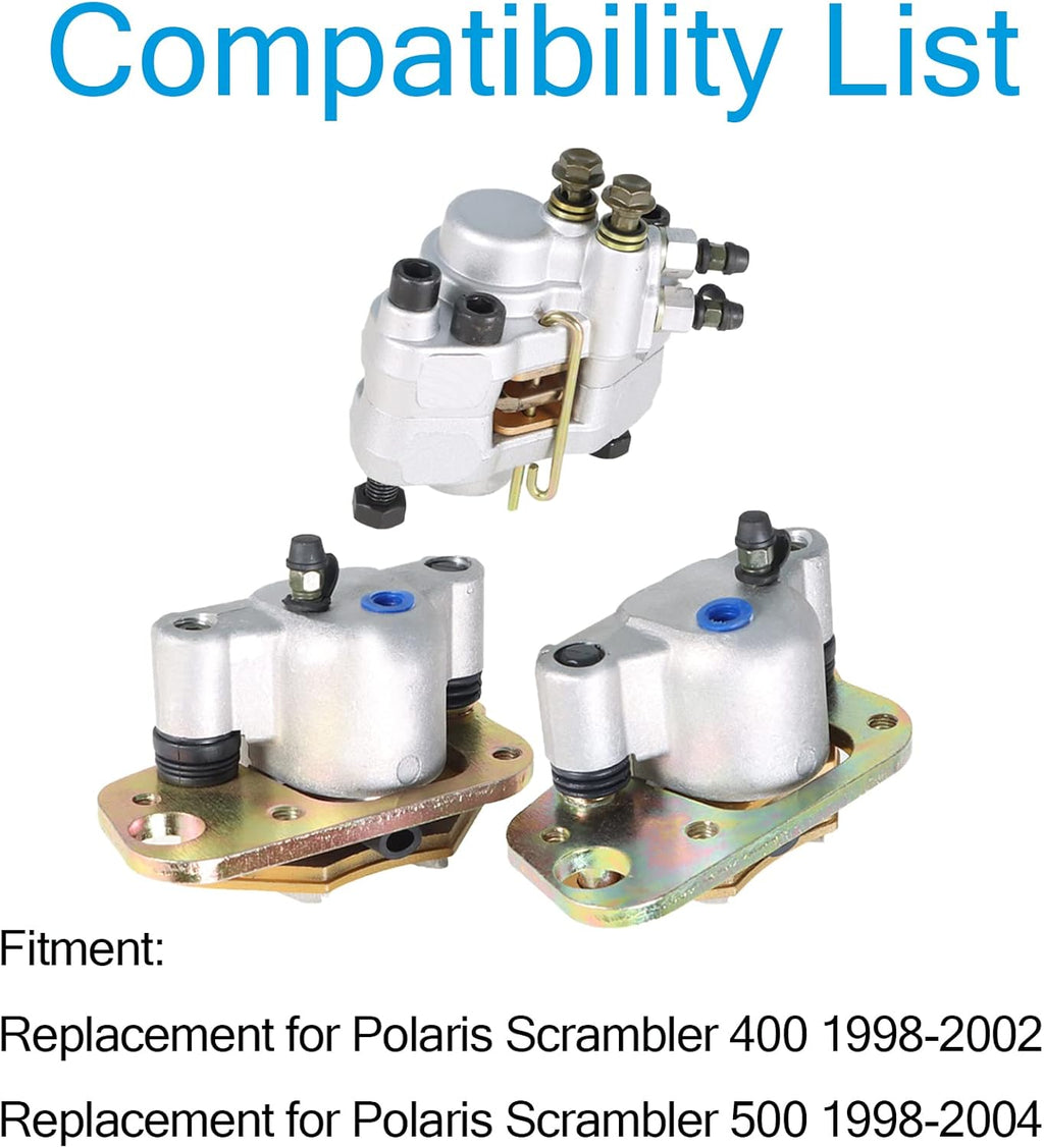 Front Rear Brake Calipers w/Pads for Polaris Scrambler 400 500 2x4 4x4 1998-2004 Pack of 2 A187