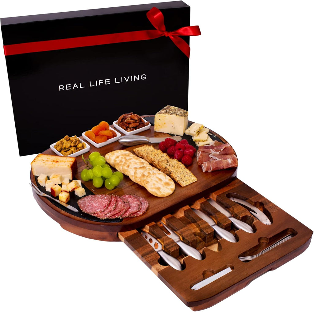 Acacia Wood Charcuterie Board with Serving Tray, Oval, Pack of 2 L33070
