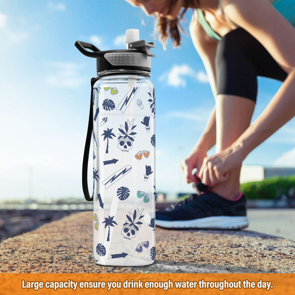 Clear 32oz Tritan Water Bottle with Straw F798439