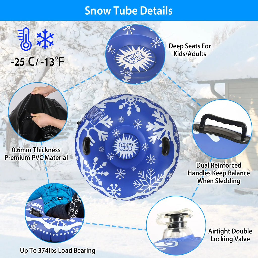 Blue Inflatable Snow Tube with Dual Handles P933