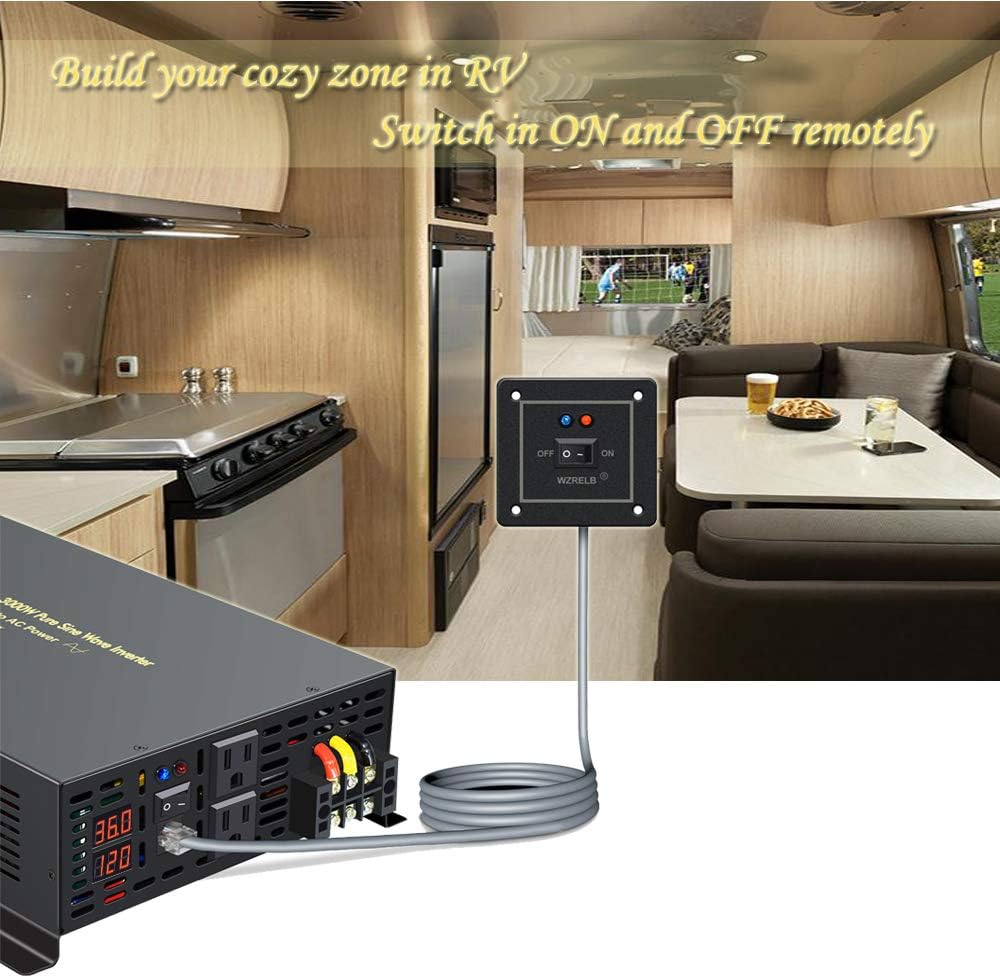 3000Watt Pure Sine Wave Power Inverter with Remote Control Dual AC Outlets C563079
