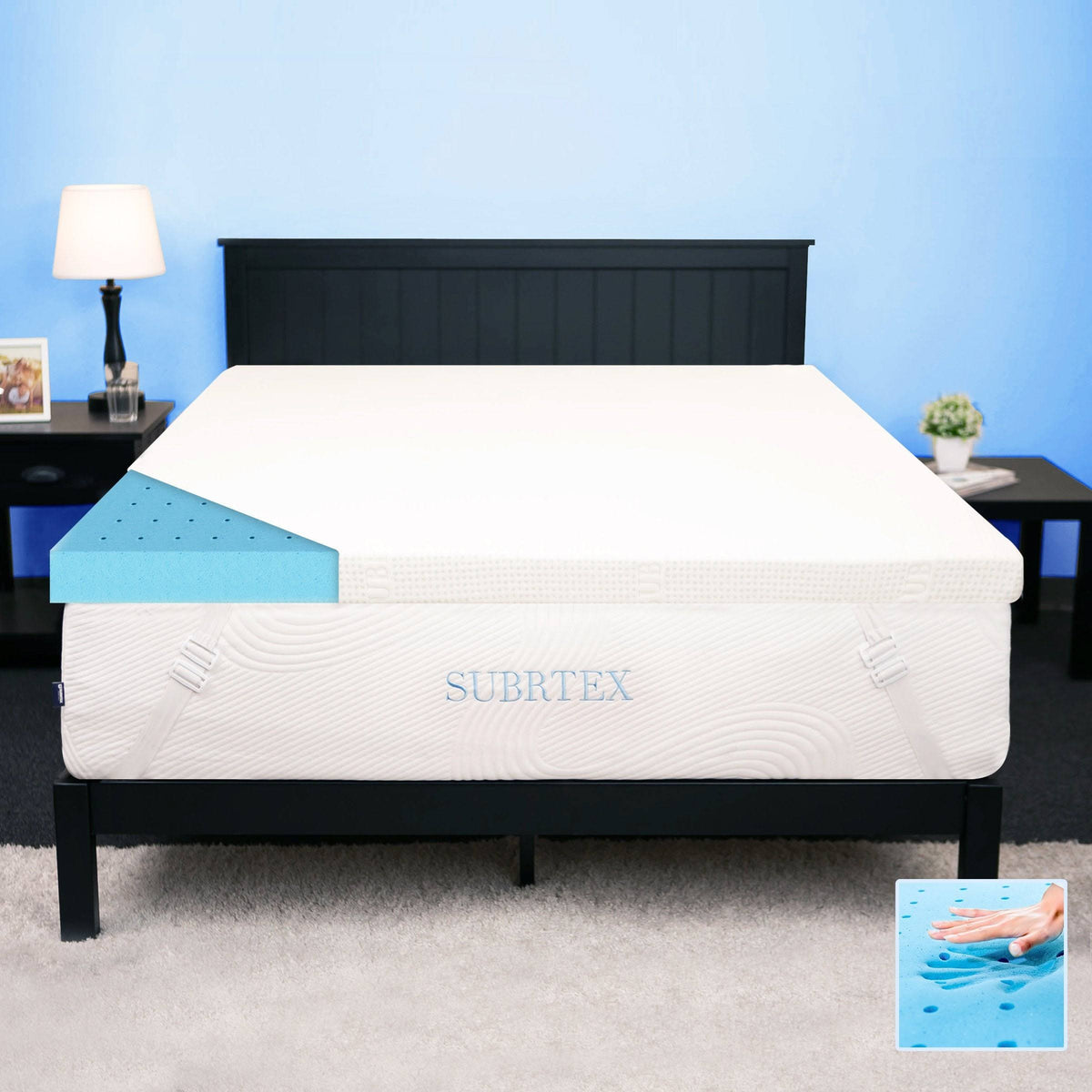Queen Gel-Infused Memory Foam Mattress Topper with Cover V808