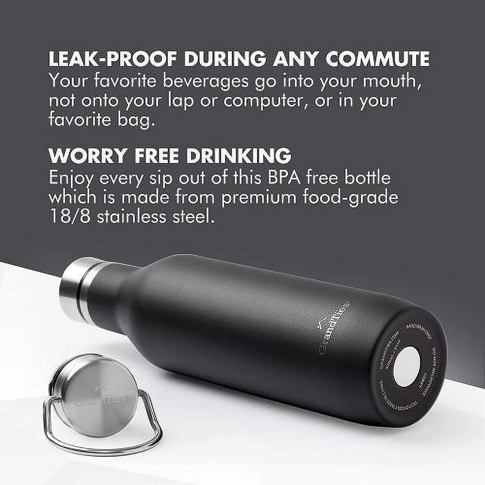 21oz Stainless Steel Insulated Water Bottle with 2 Lids M897176