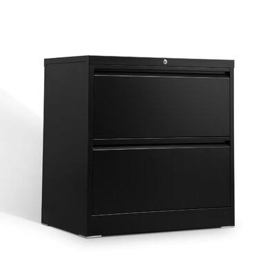 Black 2 Drawer Folding Lateral File Cabinet Y517