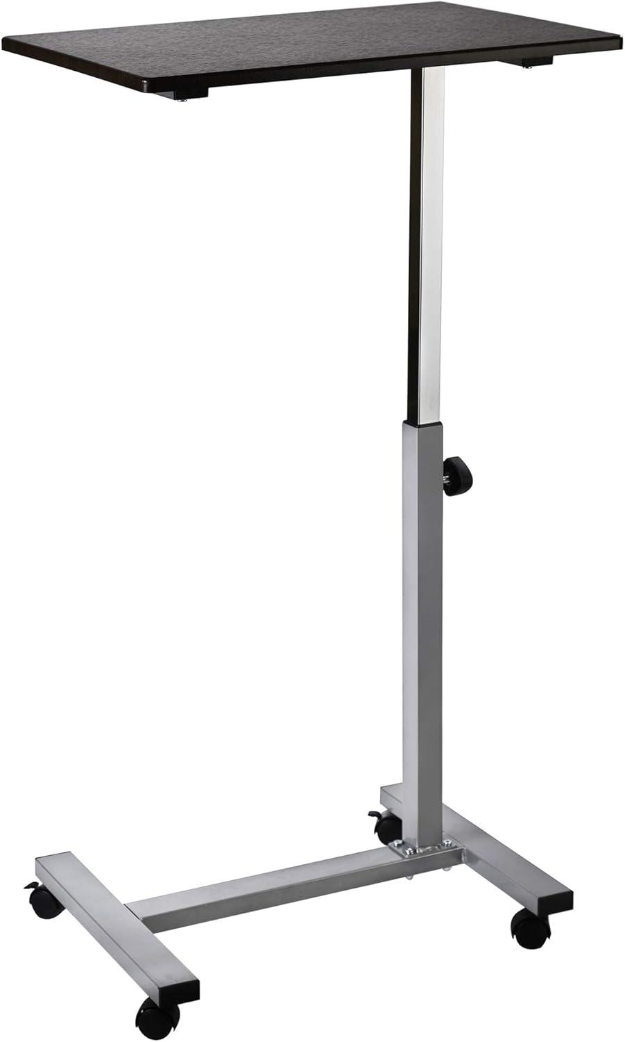 White Tempered Glass Mobile Height Adjustable Desk Cart Y59793
