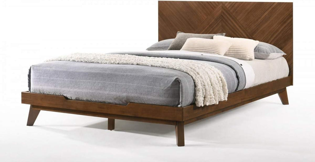 Walnut Finished Panel Bed with Solid Wood Legs, California King Y644693