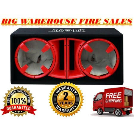 Dual 12-Inch Ported Enclosure Subwoofer Box Red E709352