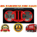 Dual 12-Inch Ported Enclosure Subwoofer Box Red E709352