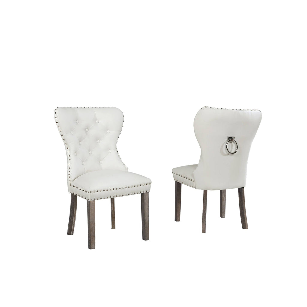 White Faux Leather Tufted Dining Side Chair Set of 2 P2230