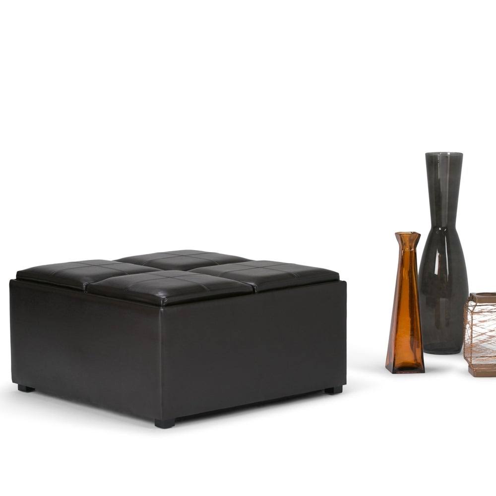 Distressed Black Square Table Ottoman X513928