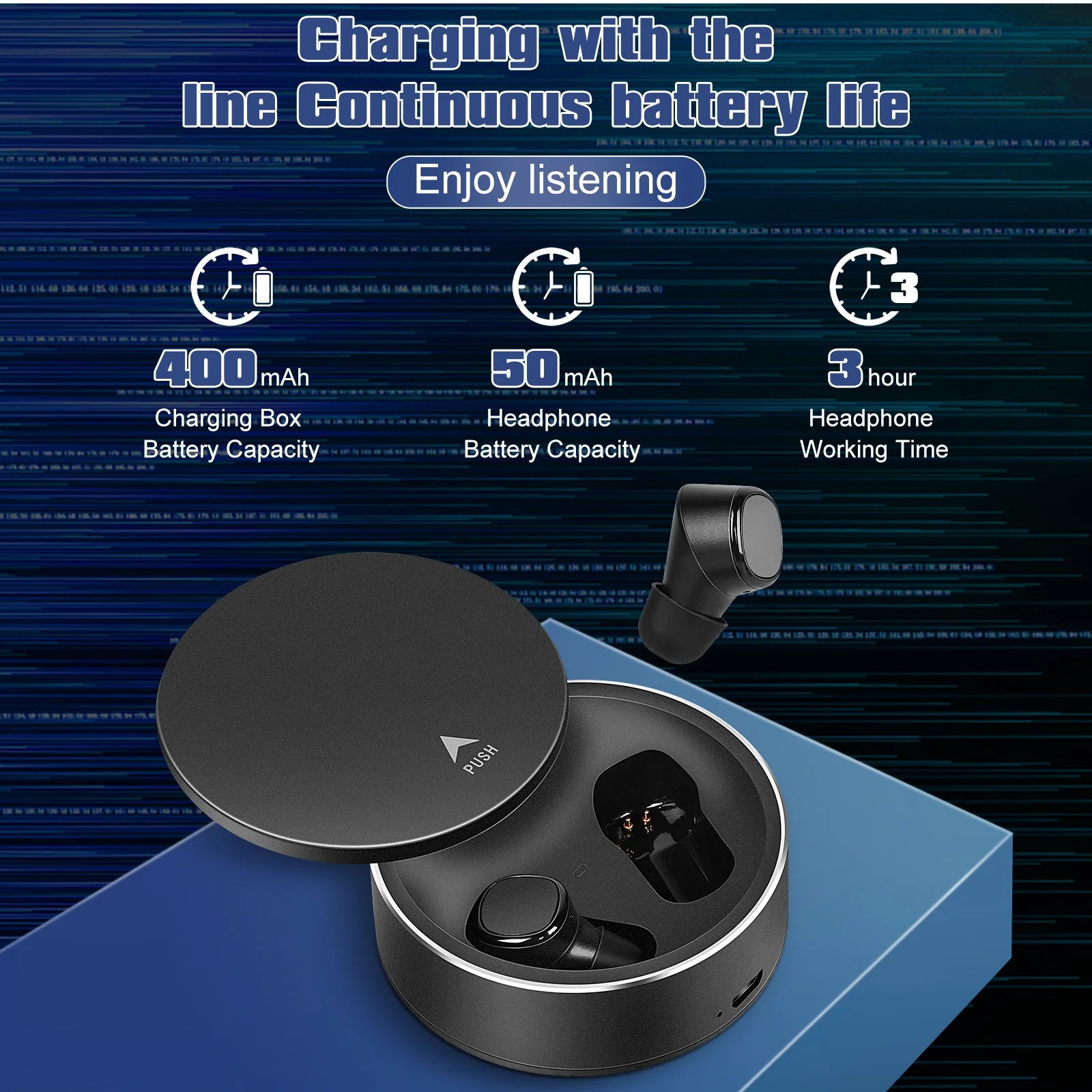 True Wireless Earbuds IPX5 Waterproof Bluetooth Headphones - Black K9332