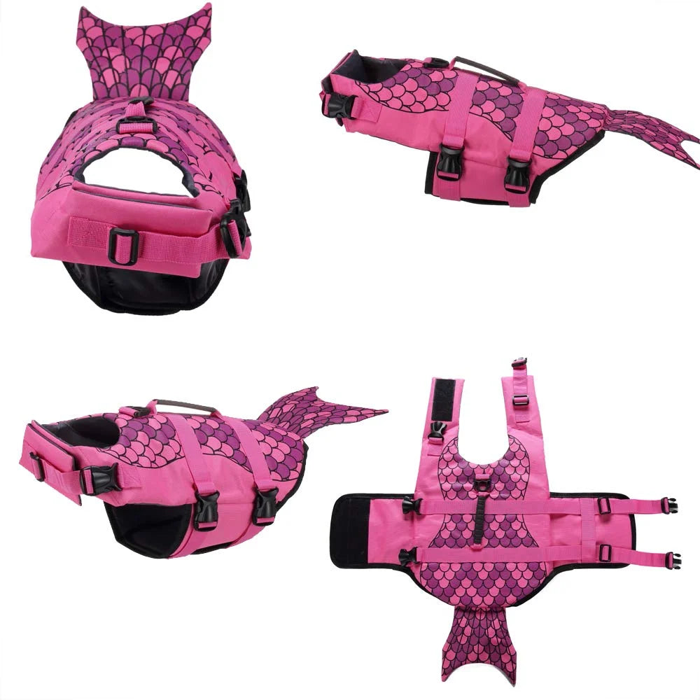 Rose Red Dog Life Jacket with Rescue Handle X2307