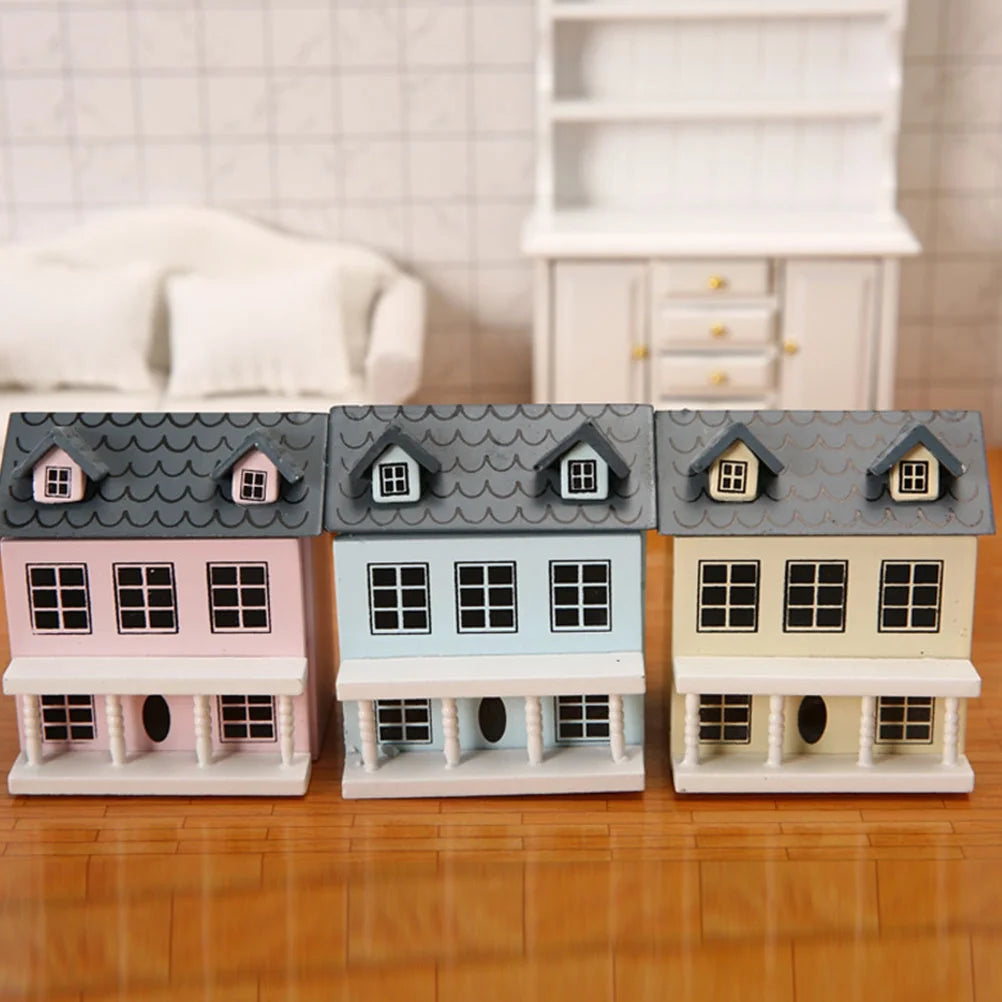 2pcs Wood Miniature House Ornament V305367