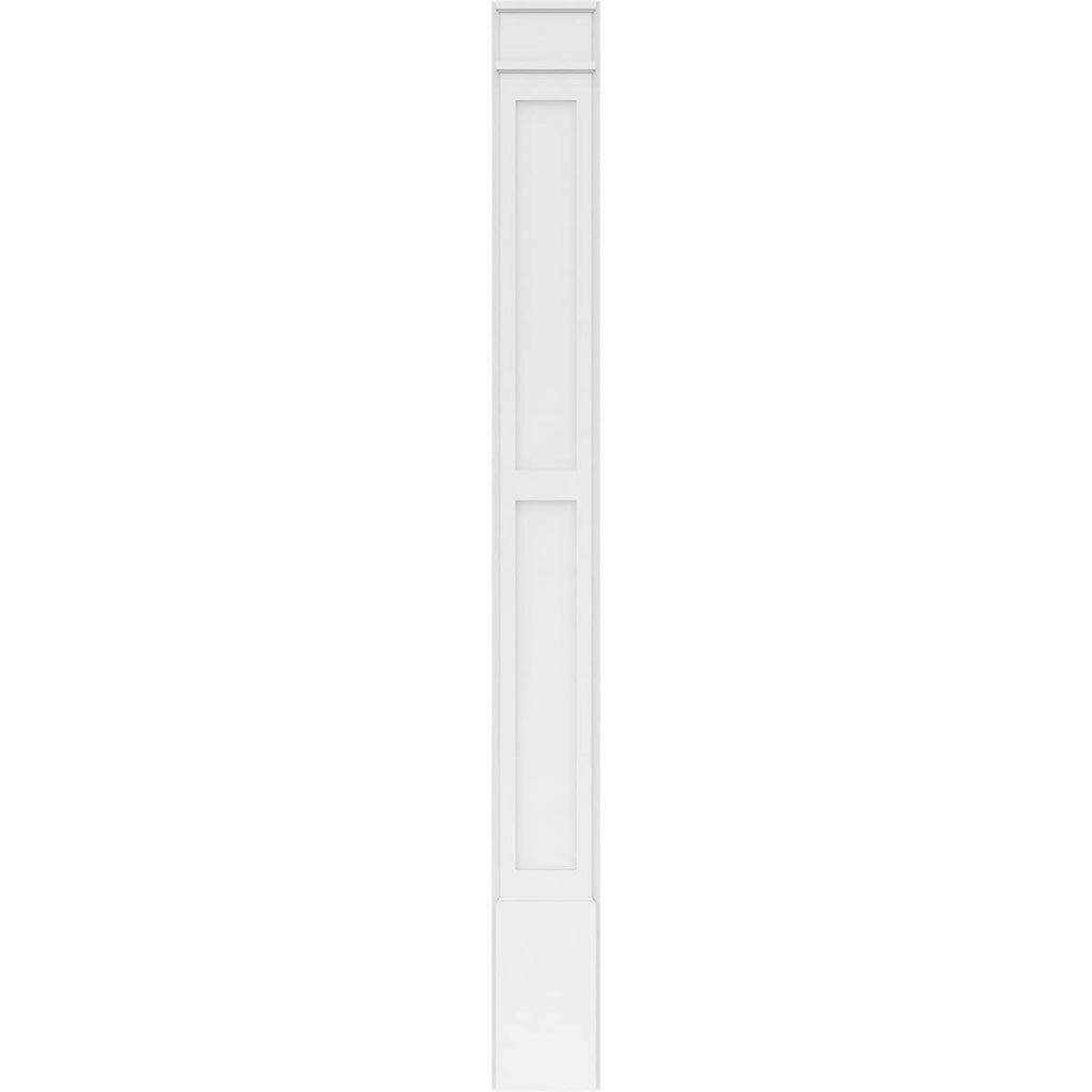 7x22W x 102x22H x 2x22P Two Equal Flat Panel PVC Pilaster with Decorative Capital & Base (Pair) U109568